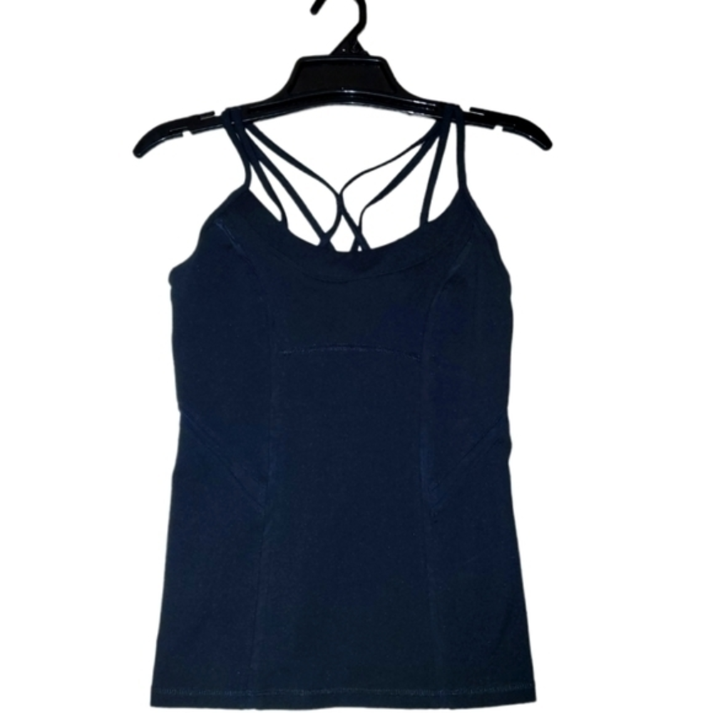 Zella Double Strap Black Mesh Detailed Performance Tank Top Small‎